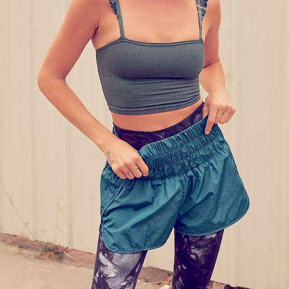 FP Movement by Free People Pants - FREE PEOPLE MOVEMENT Women’s The Way Home Smocked Mini Short Teal Blue XL
